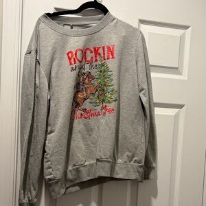 SHEIN Gray Christmas Sweater with Festive Print